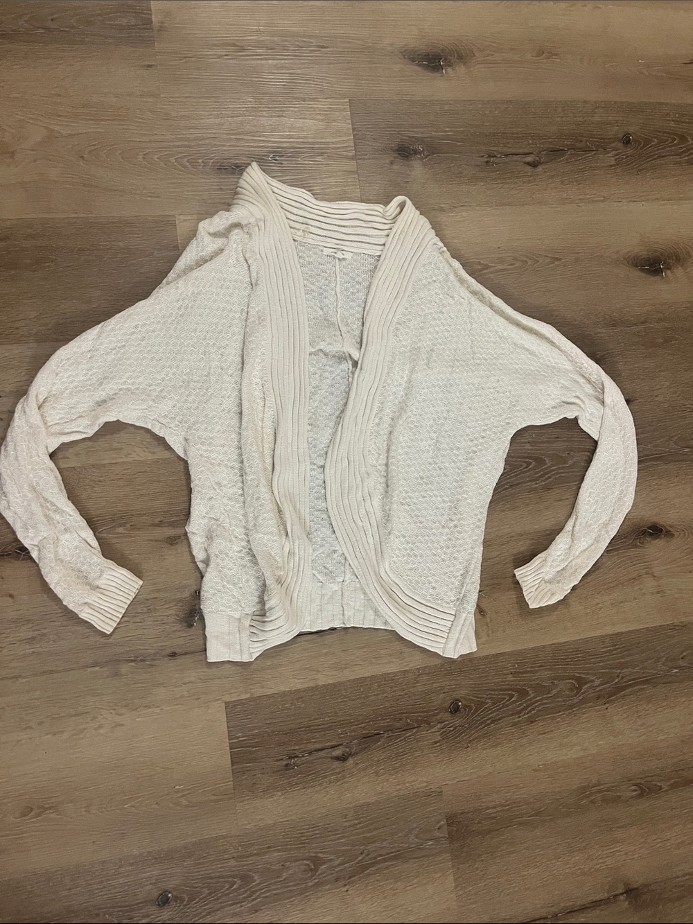 Maurices Ivory Open-Front Knit Cardigan